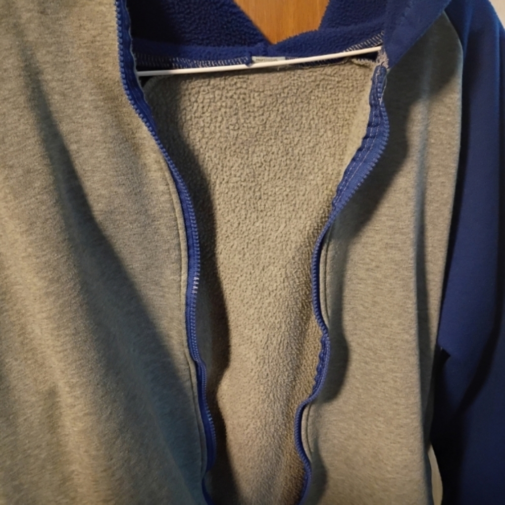 Blue and Gray Fleece Jacket